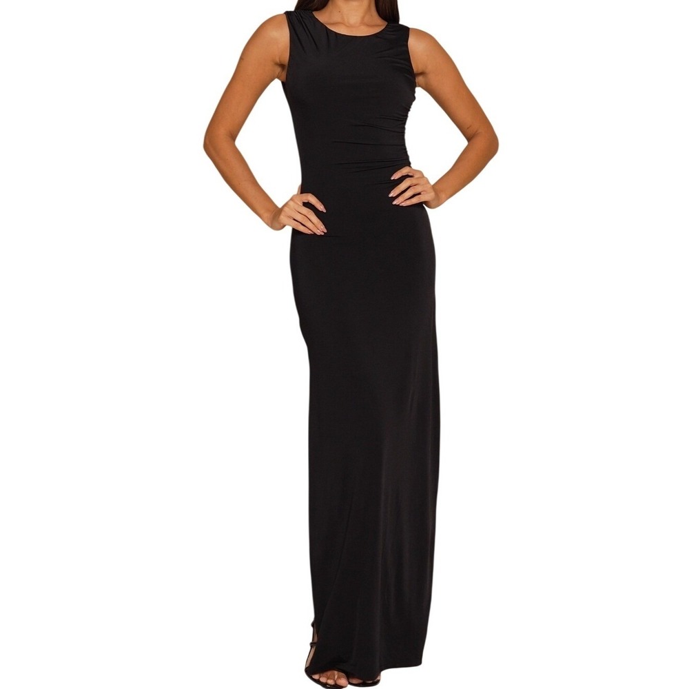 NWT Lulus Significant Allure Black Slinky Knit Ruched Maxi Dress S